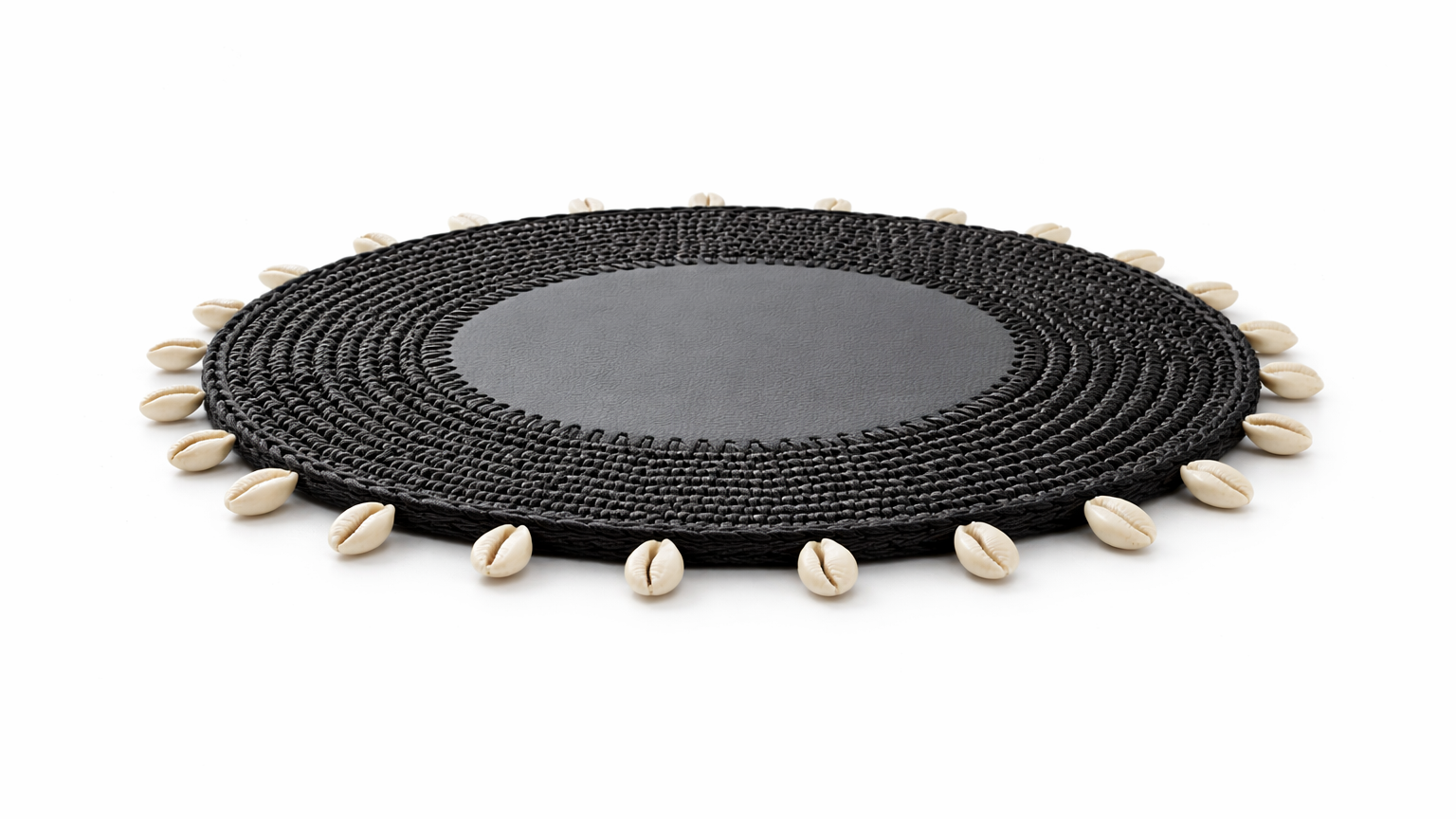 Deniz Kabuğu Detaylı Örgü Yuvarlak Amerikan Servis(Siyah)