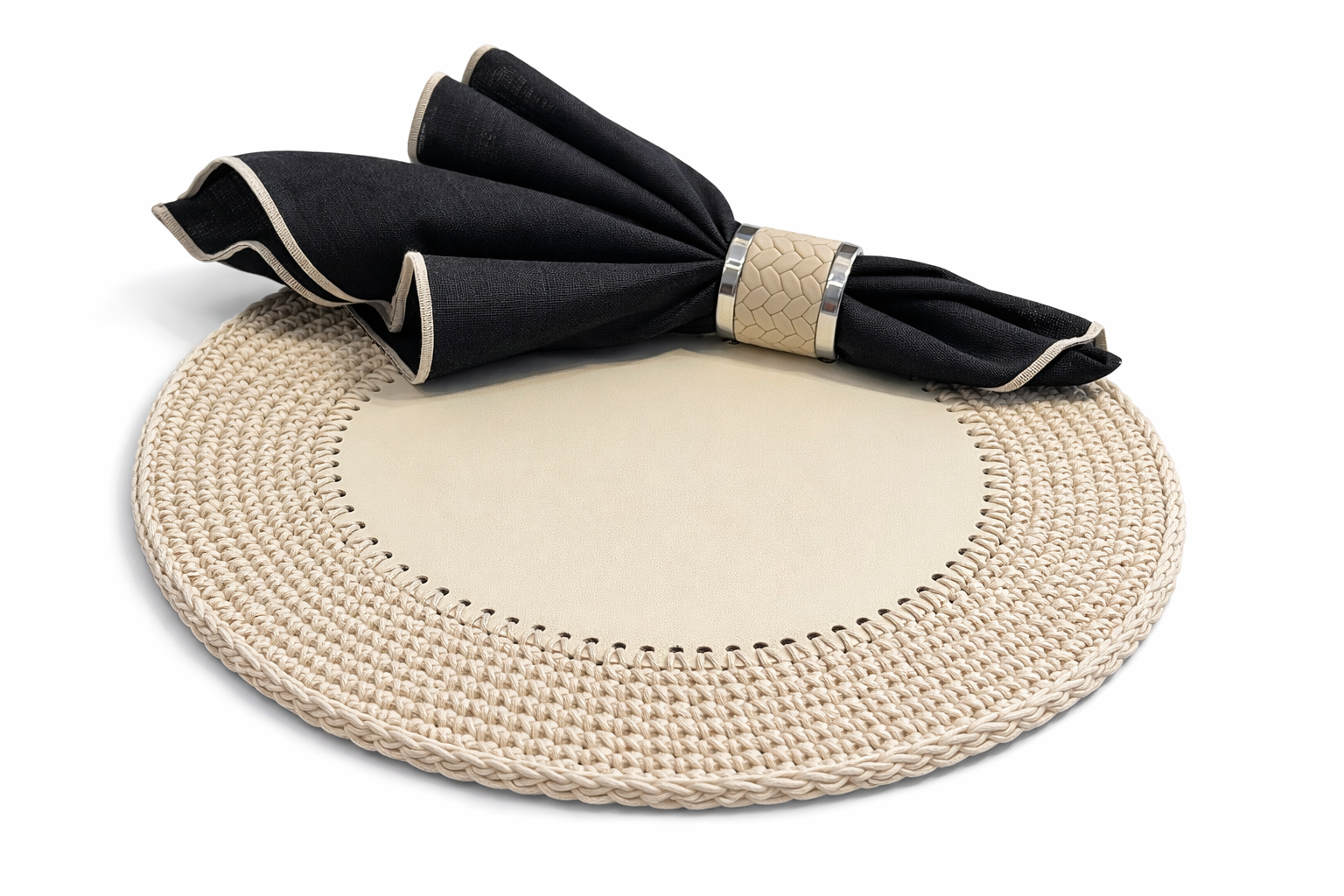 Örgü Yuvarlak Amerikan Servis(Krem)