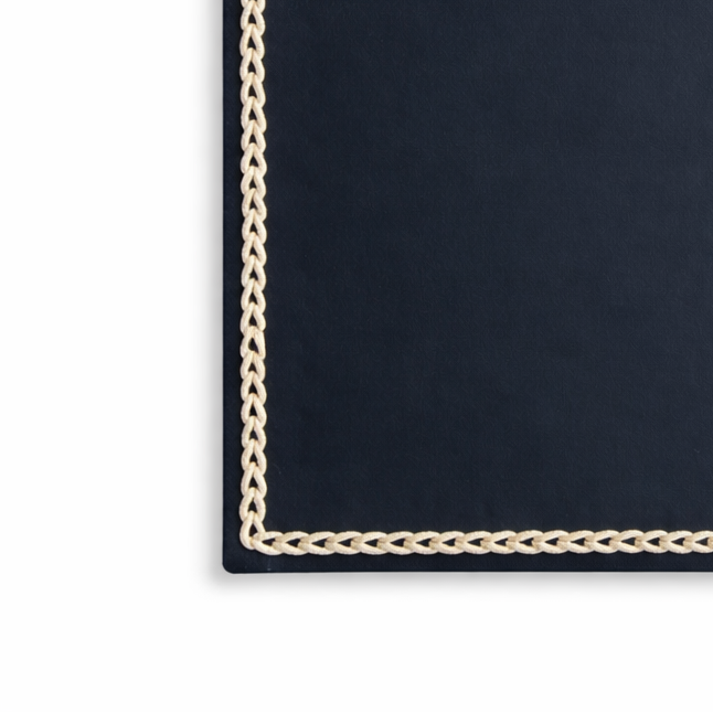 Örgü Biyeli Deri Dikdörtgen Amerikan Servis(Lacivert)