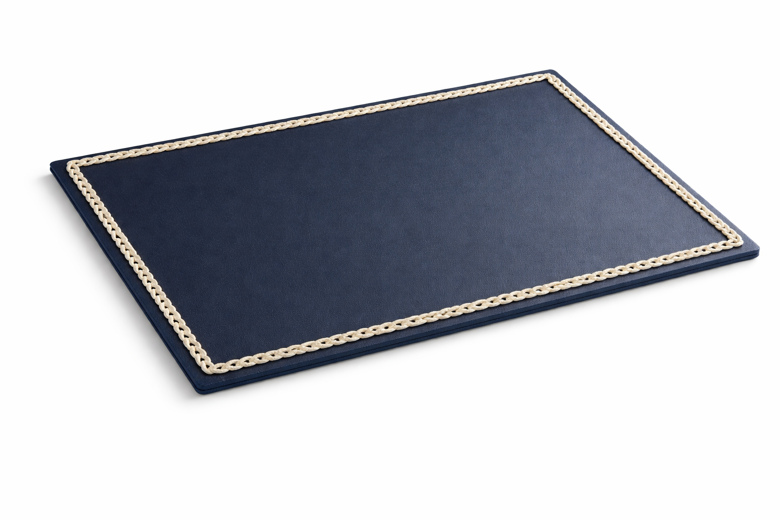 Örgü Biyeli Deri Dikdörtgen Amerikan Servis(Lacivert)