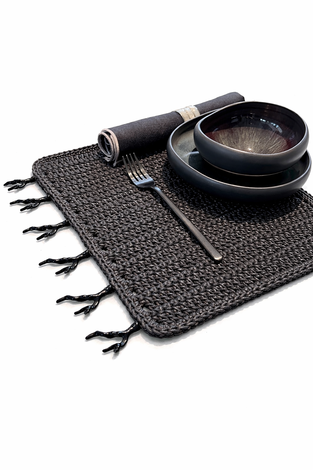 Dikdörtgen Örgü Amerikan Servis(Siyah)