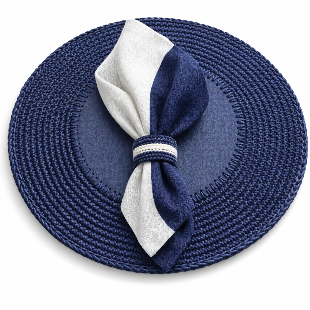 Örgü Yuvarlak Amerikan Servis(Lacivert)