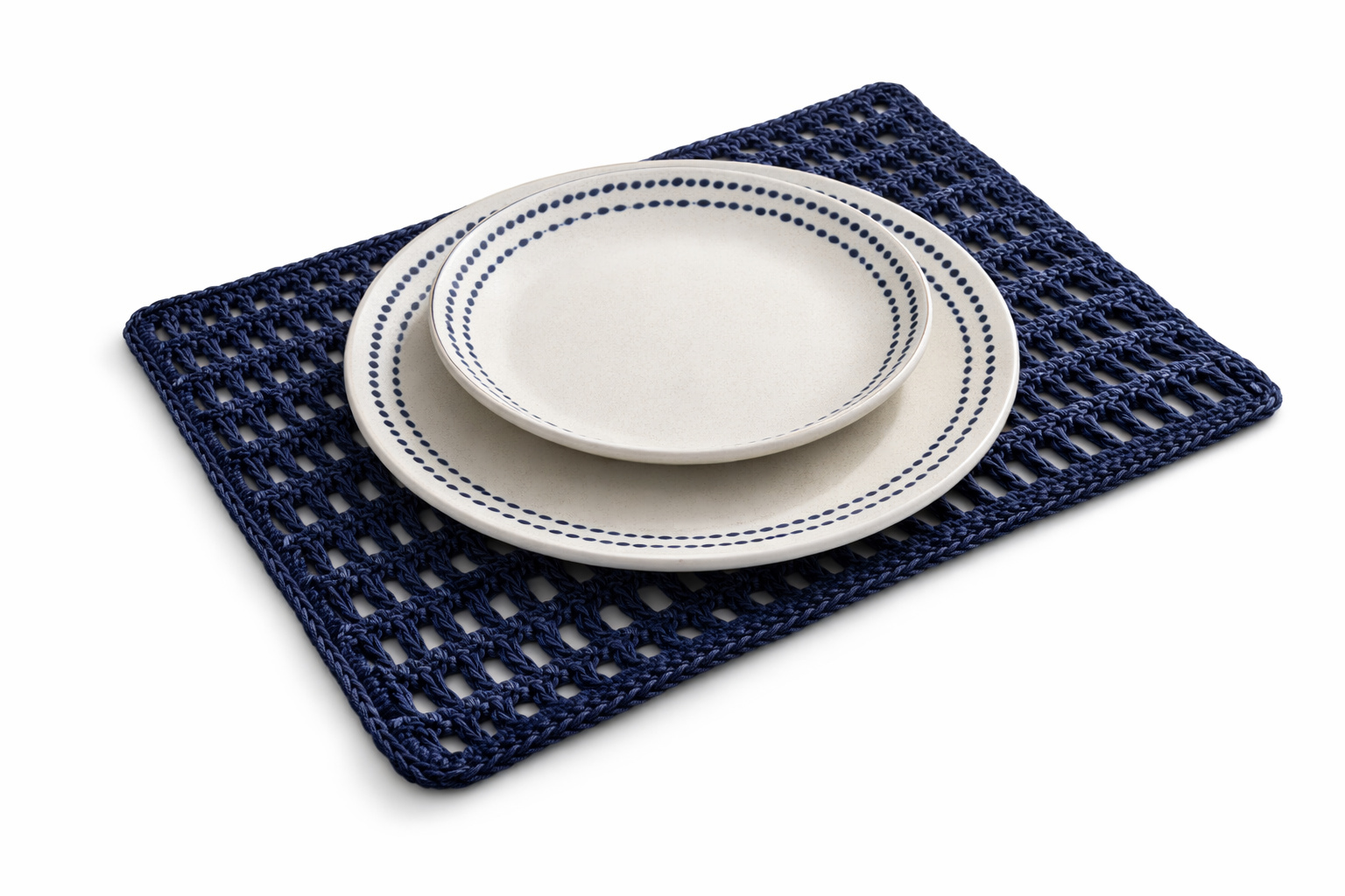 Örgü Dikdörtgen Amerikan Servis(Lacivert)