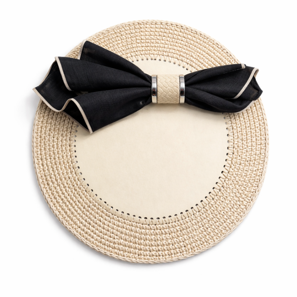 Örgü Yuvarlak Amerikan Servis(Krem)