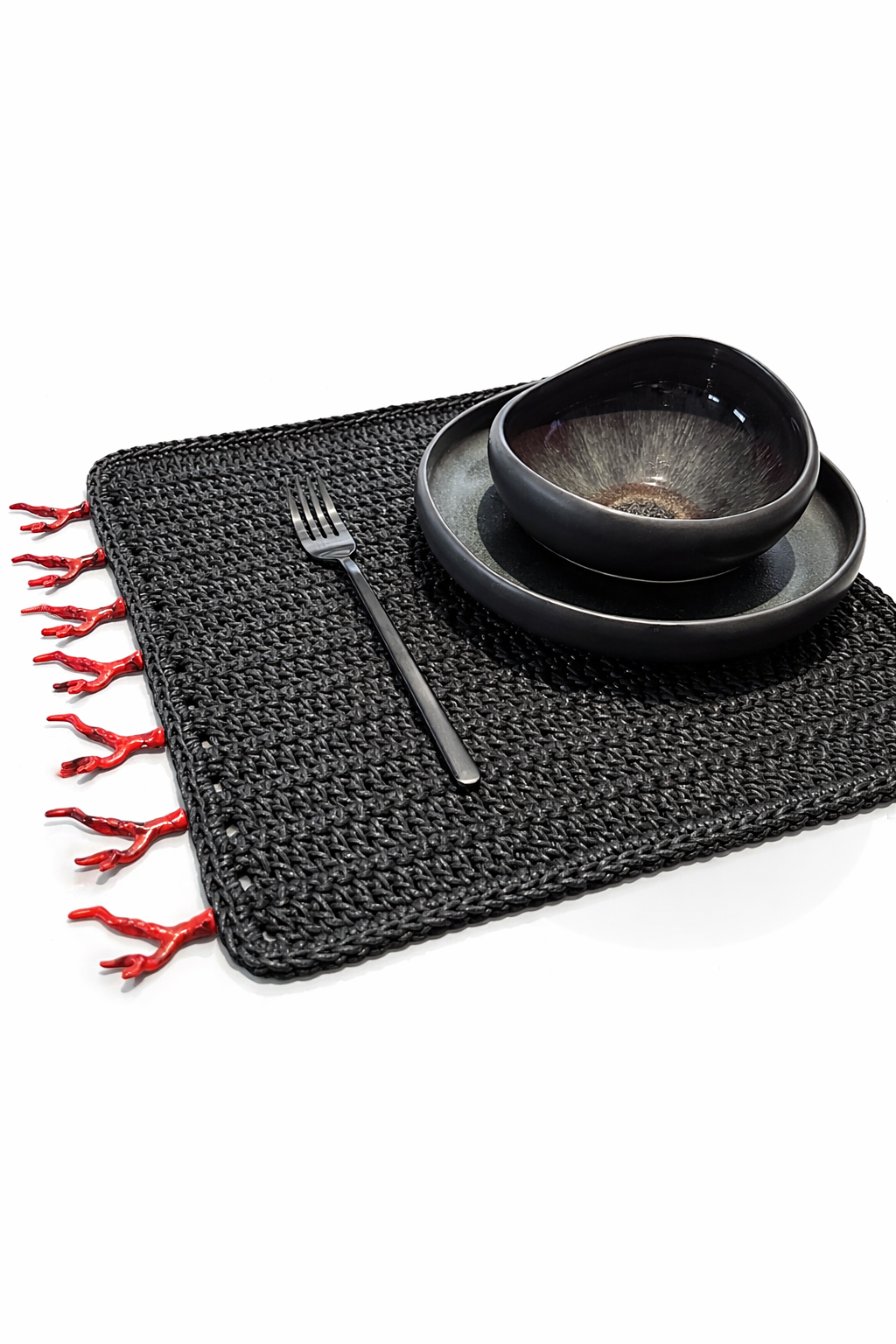 Dikdörtgen Örgü Amerikan Servis(Siyah)