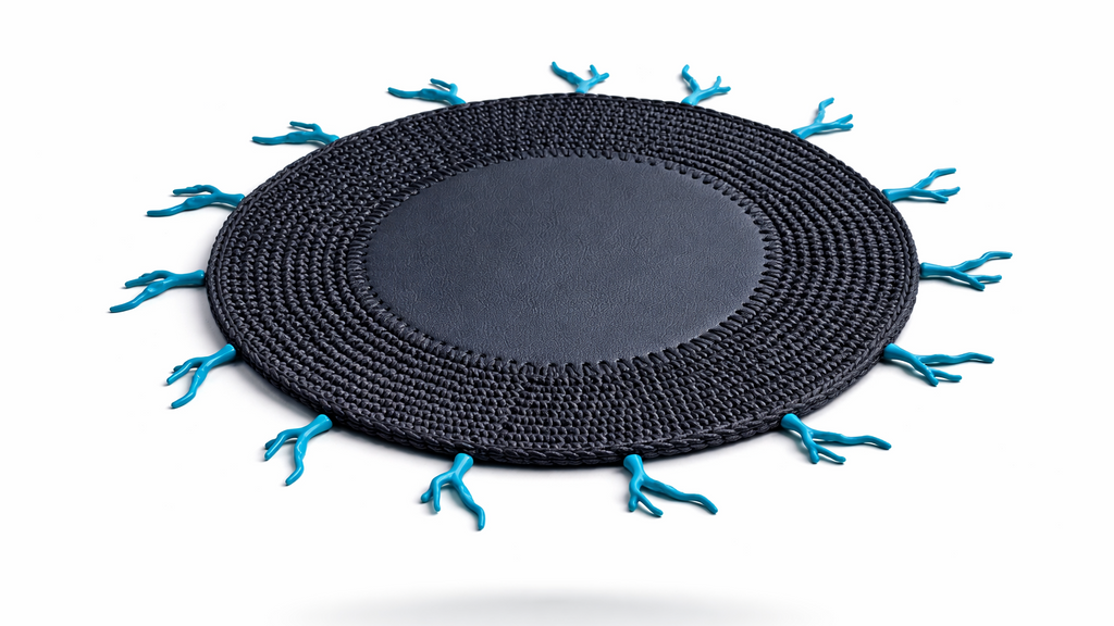 Turkuaz Mercan Detaylı Örgü Yuvarlak Amerikan Servis(Siyah)