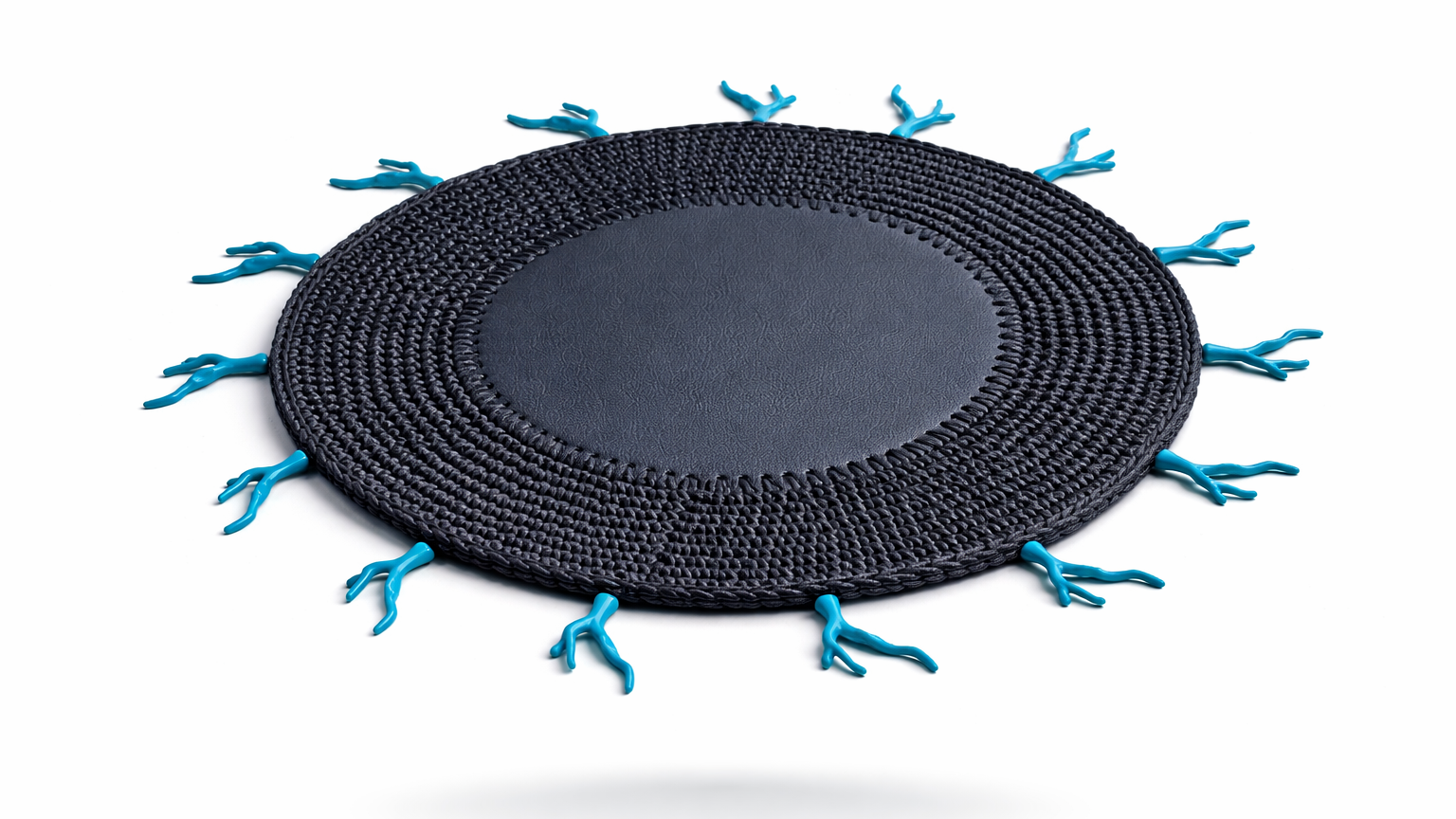 Turkuaz Mercan Detaylı Örgü Yuvarlak Amerikan Servis(Siyah)