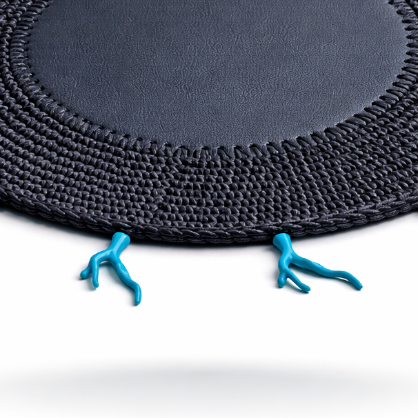 Turkuaz Mercan Detaylı Örgü Yuvarlak Amerikan Servis(Siyah)