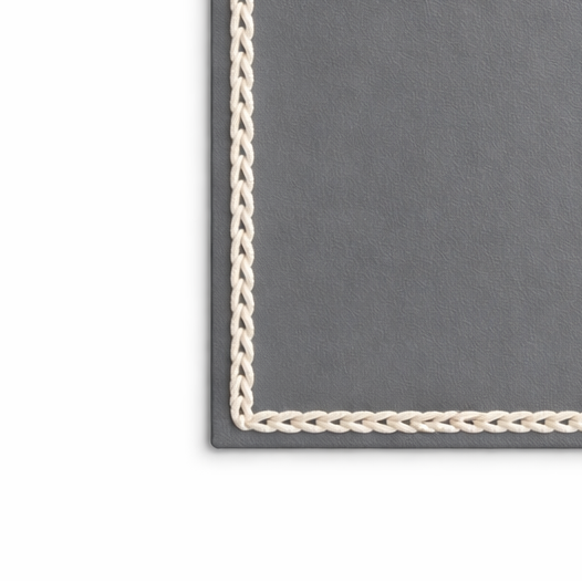 Örgü Biyeli Deri Dikdörtgen Amerikan Servis(Gri)