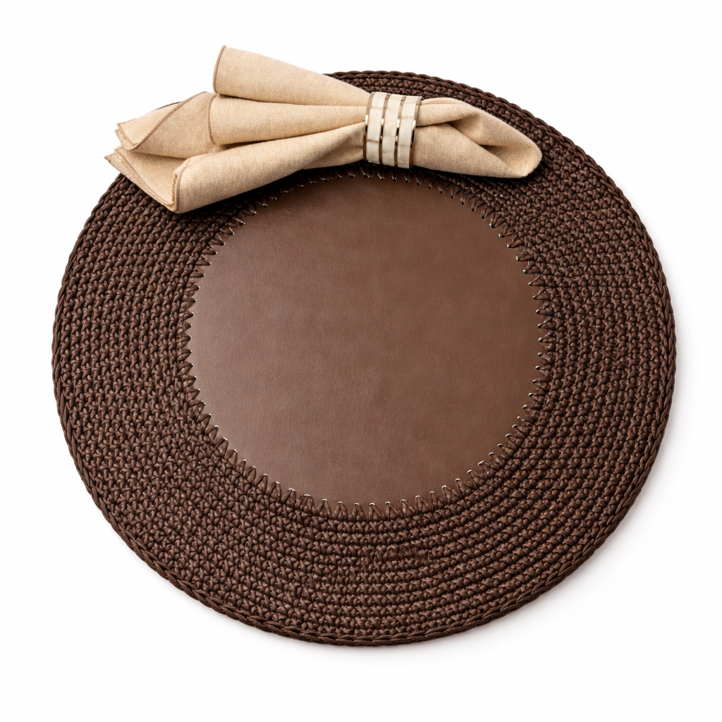 Örgü Yuvarlak Amerikan Servis(Kahverengi)