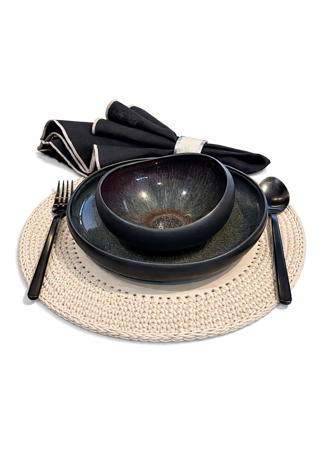 Örgü Yuvarlak Amerikan Servis(Krem)