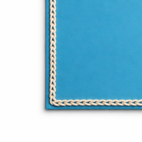 Örgü Biyeli Deri Dikdörtgen Amerikan Servis(Mavi)