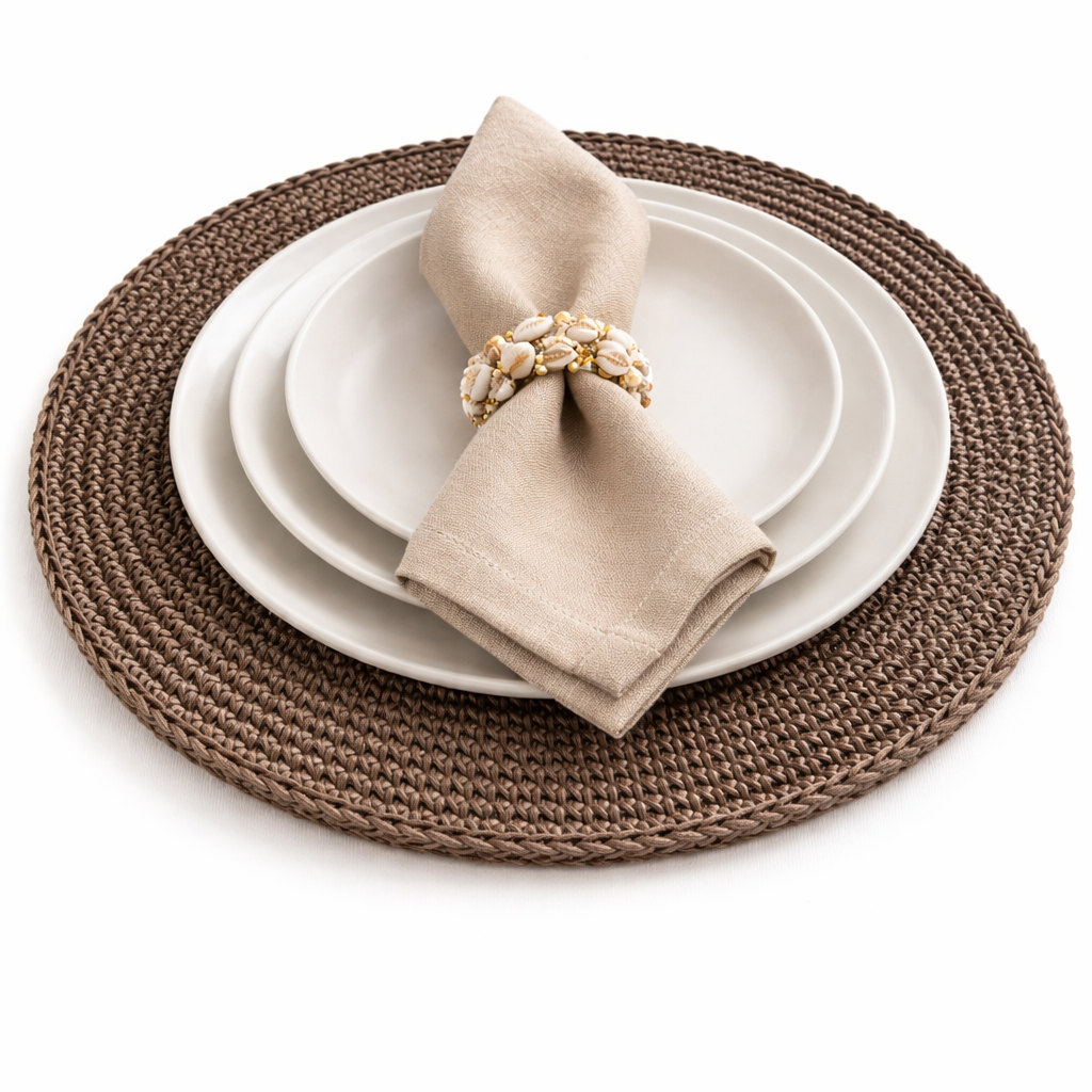 Örgü Yuvarlak Amerikan Servis(bej)