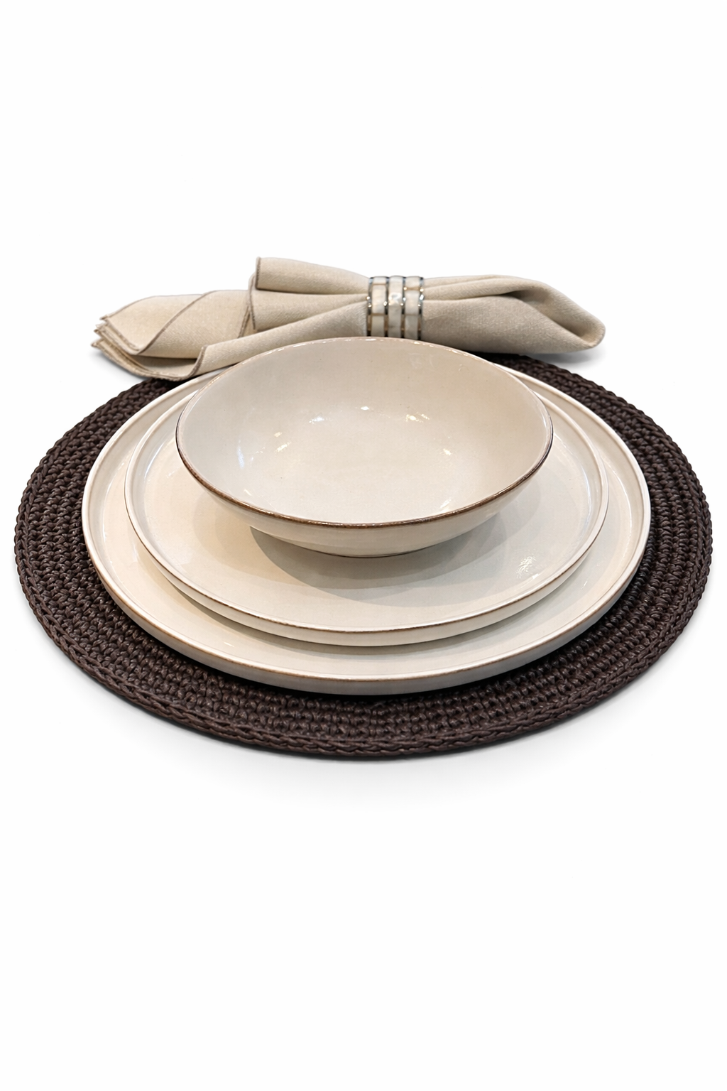 Örgü Yuvarlak Amerikan Servis(Kahverengi)