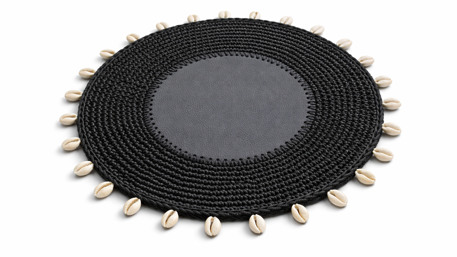 Deniz Kabuğu Detaylı Örgü Yuvarlak Amerikan Servis(Siyah)