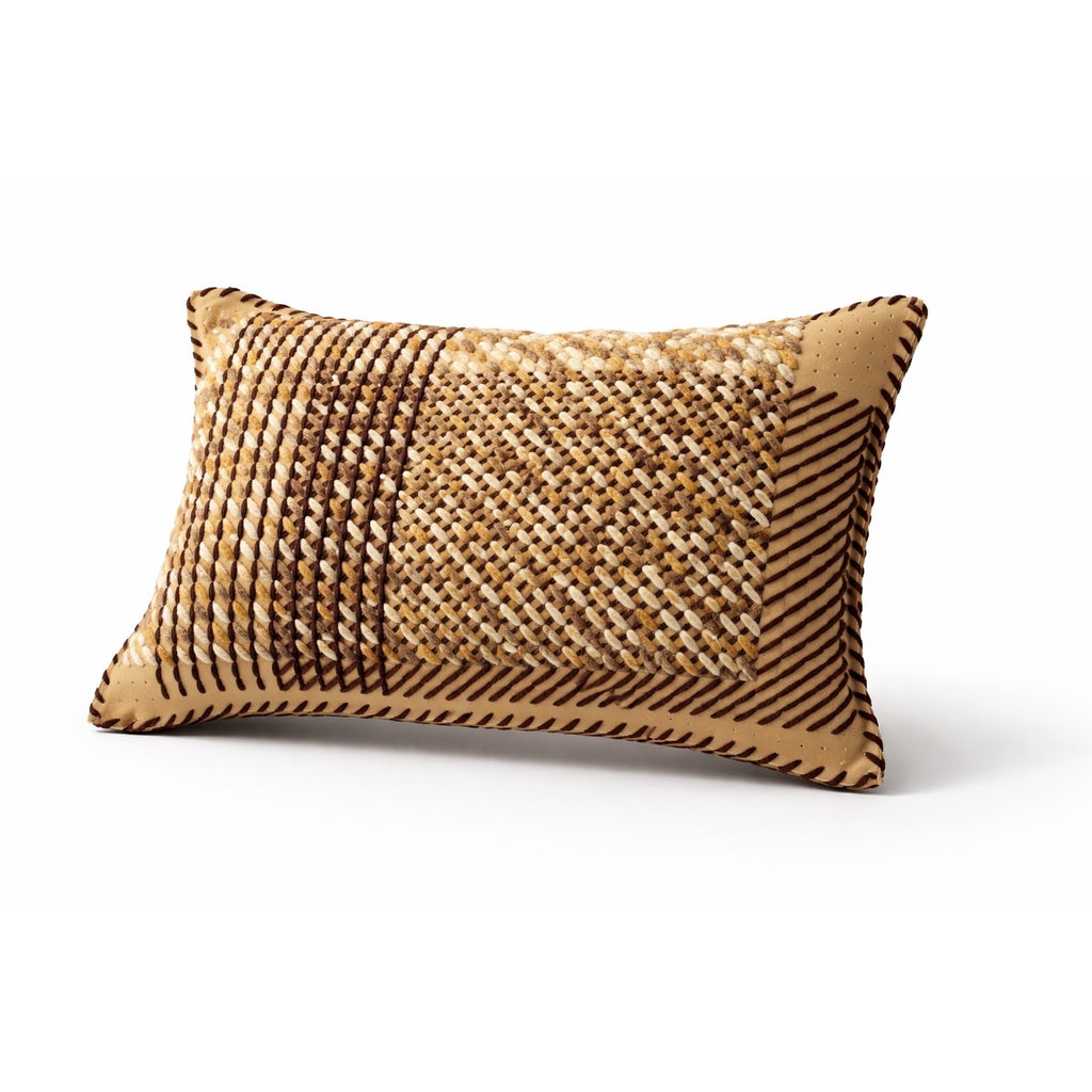 Deri Detaylı Doğal Tonlarda Dekoratif Kırlent