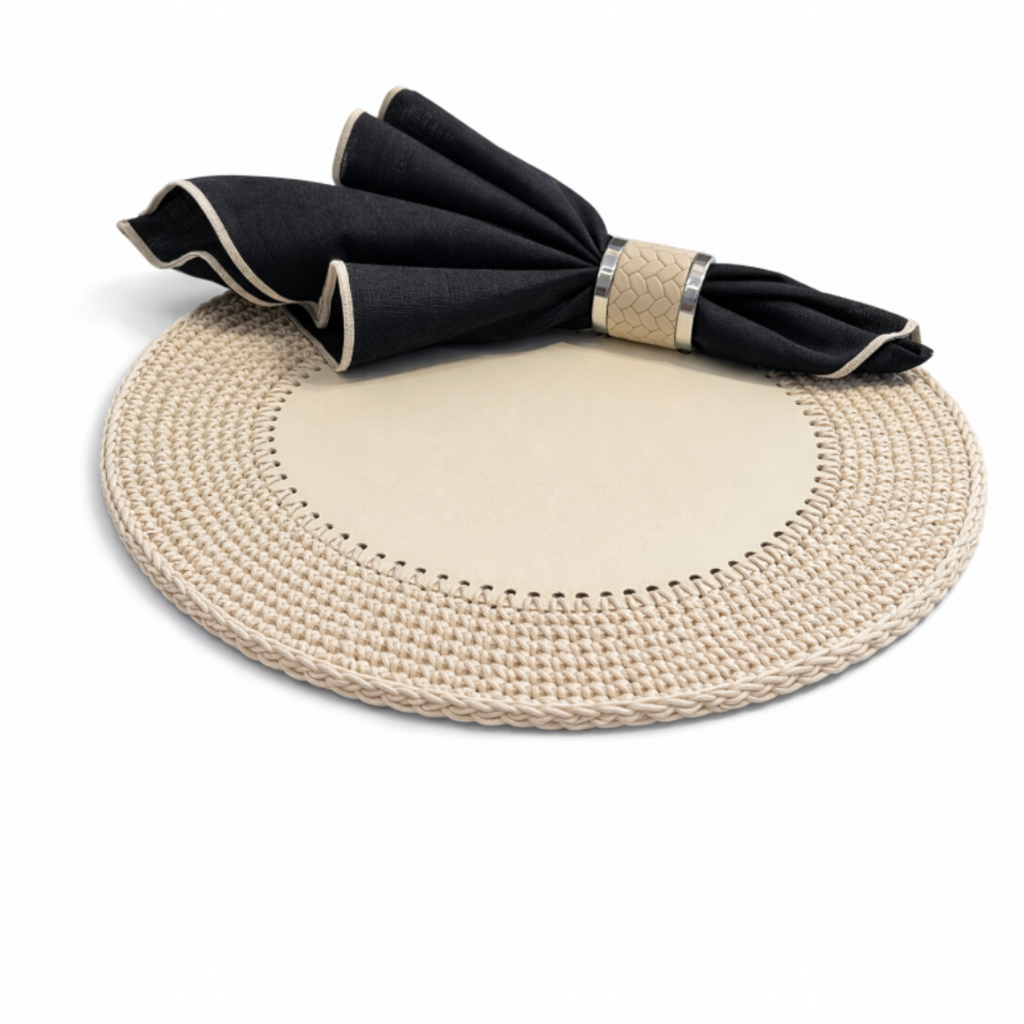 Örgü Yuvarlak Amerikan Servis(Krem)