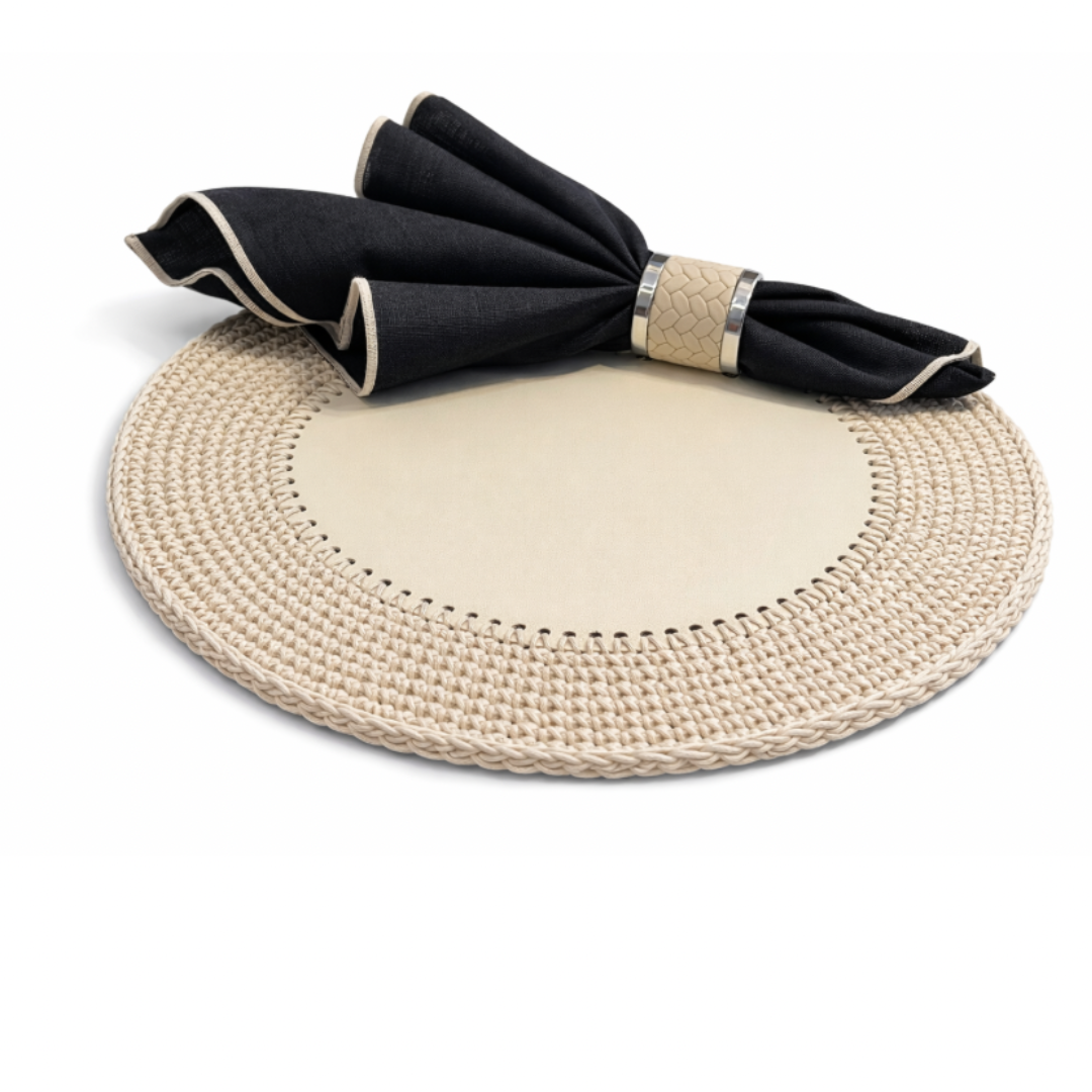 Örgü Yuvarlak Amerikan Servis(Krem)